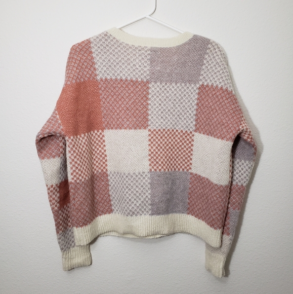 Abercrombie & Fitch Plaid Crew Sweater Pink Patter Size S Women's - Picture 2 of 11